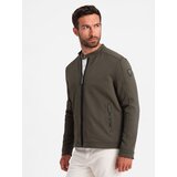 Ombre Men's BIKER jacket in structured fabric - dark olive green | Shoptok.si