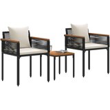  Set vanjskog namještaja 3 pcs Crna i krem-bijela PE ratan | shoptok.hr