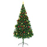  Umjetno osvijetljeno božićno drvce s kuglicama zeleno 210 cm | shoptok.hr