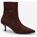 Boto Insulated Women's Ankle Boots on Heel Eco Suede Chocolate Belisse | shoptok.hr