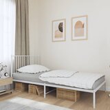 Maison Chic Kovinski Posteljni okvir - Dvoposteljna postelja - Zakonska postelja z vzglavjem bel 107x203 cm, (21692866) | Shoptok.si