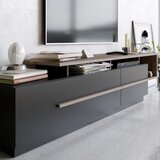 Kalune Design Črna TV omarica v orehovem dekorju 180x46 cm Pia – | Shoptok.si