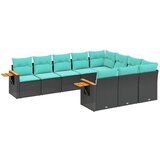 vidaXL Vrtna sedežna garnitura 10-delna z blazinami črn poli ratan, (21093286) | Shoptok.si