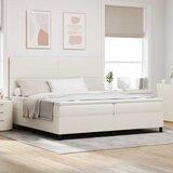  Krevet s opruga kutije s uzglavljem Krema i bijela 200 x 200 cm | shoptok.hr