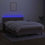  box spring s madracem LED smeđesivi 140x200 cm tkanina | shoptok.hr