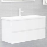 vidaXL Omarica za umivalnik visok sijaj bela 90x38,5x45 cm iverna pl., (20580027) | Shoptok.si