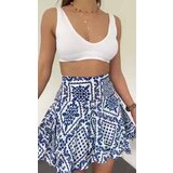 Dewberry 42016 Womens Lightweight Viscose Summer Skort-WHITE-BLUE | Shoptok.si