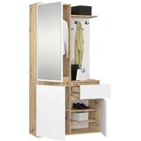 AKORD Entro Garderobni Komplet, Hrast Artisan/Bela, (5000332844) | Shoptok.si