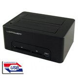 LC Power LC-DOCK-U3-CR, External dock for 2x2.5/3.5 SATA HDD/SSD with Card reader and USB3.0 hub, USB3.0 Cene