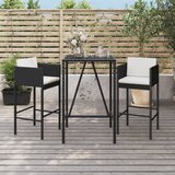  The Living Store Vrtna barska garnitura 3-delna z blazinami črn poli ratan - Vrtna Barska Garnitura, (21475896) | Shoptok.si