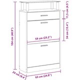 Ormarić za cipele boja hrasta 63x24x104 cm konstruirano drvo | shoptok.hr