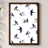 Wallxpert uramljena mdf slika 3752KACT-046, lastavice u letu na beloj pozadini, 37 x 52 cm | Eponuda.com