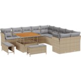 vidaXL set vrtnog kauča od 13 komada s jastučićima Bež Poli ratan Akacija | shoptok.hr