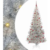 vidaXL Božično drevo med 300 LED z stojalom srebrna 210 cm PET | Shoptok.si