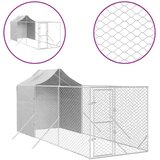  Zunanja pasja ograda s streho srebrna 2x6x2,5 m pocinkano jeklo - - Srebrna - 53.15 - 2 x 6 x 2.5 m - 2025- | Shoptok.si