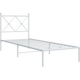  Metalni okvir krevet bez madraca s uzglavljem bijeli 75x190 cm | shoptok.hr