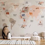  Foto tapeta - World Map in Beige Tones for Children\'s Room 250x175 Vodootporna | shoptok.hr