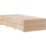 vidaXL Posteljni okvir brez vzmetnice s predali 75x190 cm borovina | Shoptok.si