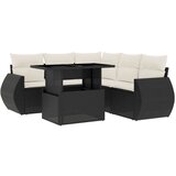  6-dijelni set vrtnih sofa s jastucima crni od poliratana | shoptok.hr