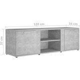 vidaXL TV ormarić siva boja betona 120 x 34 x 37 cm od iverice | shoptok.hr