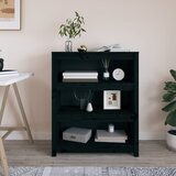 The Living Store Knjižna omara črna 80x35x97 cm trdna borovina - Knjižna Omara, (21431516) Cene