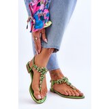 Boto Women's Sandals Flip Flops With Stones Green Lenisa | Shoptok.si