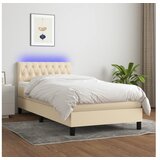  Krevet box spring s madracem LED krem 100x200 cm od tkanine | shoptok.hr