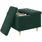 Otoman za pohranu s jastukom Tamnozelena 60 x 60 x 45 cm Baršun | shoptok.hr