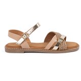 Sergio Leone Women's gold flat sandals by Cijene