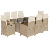  The Living Store Vrtna jedilna garnitura 9-delna z blazinami bež poli ratan - Vrtna Jedilna Garnitura, (21447098) | Shoptok.si