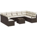  Garnitura za vrt od 9 dijelova s jastučićima - Sivi poliratan Dvosjed garnitura za vrt s spremnikom i jastučićima - Smeđi polir | shoptok.hr