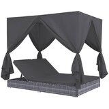 Furnova Zunanja postelja z zavesami poli ratan siva, (21917735) | Shoptok.si