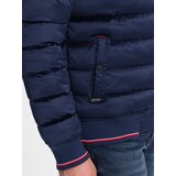 Ombre Men's satin finish bomber jacket with contrasting ribbed cuffs - dark blue | shoptok.hr