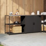  Kuhinjski set za pohranu s policom s pohranom s vratima Podesiva 2 pcs Crna 180 x 50 x 92 cm | shoptok.hr