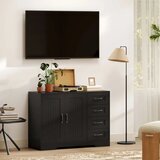  Komoda moderni stil 4 ladice 1 ormarić 105 x 40 x 76 cm crna | shoptok.hr