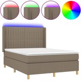  box spring s madracem LED smeđesivi 140x190 cm tkanina | shoptok.hr
