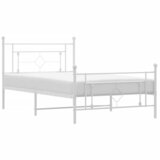  The Living Store Kovinski posteljni okvir z vzglavjem in vznožjem bel 107x203 cm - Posteljni Okvir, (21523269) | Shoptok.si