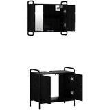  Set ormarića za kupaonicu 2 kom. Crni hrast 65 5 x 34 x 61 cm - Crni hrast Ormar s umivaonikom (2 vrata) + viseći ormar | shoptok.hr