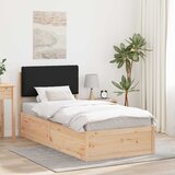 vidaXL Posteljni okvir z oblazinjenim vzglavjem Črna 80 x 200 cm | Shoptok.si