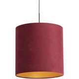 QAZQA Viseča svetilka z velur odtenkom rdeča z zlatom 40 cm - Combi Cene