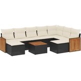  10-dijelni set vrtnih sofa s jastucima crni od poliratana | shoptok.hr