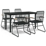 vidaXL 5-dijelni vrtni blagovaonski set od PVC ratana crni | shoptok.hr