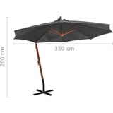  Viseći suncobran sa šipkom antracit 3,5x2,9 m masivna jelovina | shoptok.hr