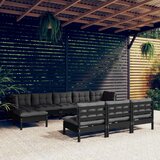 The Living Store Vrtna sedežna garnitura 10-delna z blazinami črna borovina - Vrtna Sedežna Garnitura, (21474665) | Shoptok.si