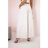 Kesi Włoski Wide-leg belted trousers beige | shoptok.hr