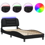 Maison Chic Posteljni okvir - Enojna postelja - Postelja za odrasle z LED lučkami črn 90x190 cm umetno usnje, (21695518) Cene
