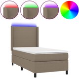 Krevet box spring s madracem LED smeđesivi 90x190 cm tkanina | shoptok.hr