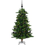 Umjetno božićno drvce s kuglicama 120 cm 150 LED lampica - 120 cm s LED-ima i crnim lopticama | shoptok.hr