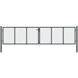 vidaXL Mrežasta vrtna vrata pocinkano jeklo 400x125 cm siva Cene