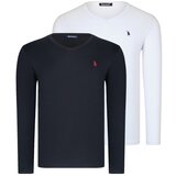 Dewberry DUAL SET T8587 V COLLAR MEN'S SWEATSHIRT-WHITE-BLACK | shoptok.hr